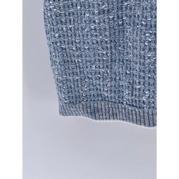 GOELIA Women's Blue-White Knit V-Neck Gathered Waist Button-Up Mini Dress SZ XS - Picture 7 of 12